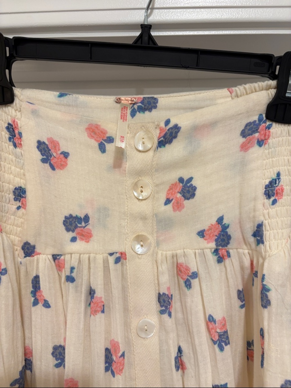 Cream Floral Button-Front Midi Skirt - Picture 2 of 4
